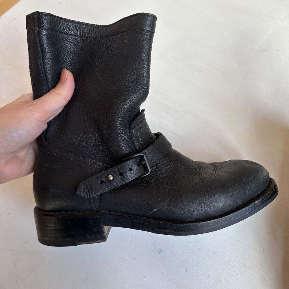 rag & bone Dark Leather Moto Boots